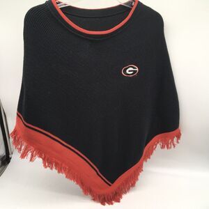 UGA University Of Georgia Bulldogs Sweater Poncho Game Day Womens Vtg Made USA